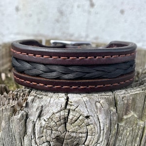 Personalized Horsehair and Leather Bracelet w/ Buckle Closure
