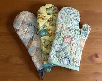 Quilted Oven Mitt Hanging Loop Design Insulated Heat Protection Cotton Kitchen Accessory Baking Safety Cooking Hand Protection Your Choice