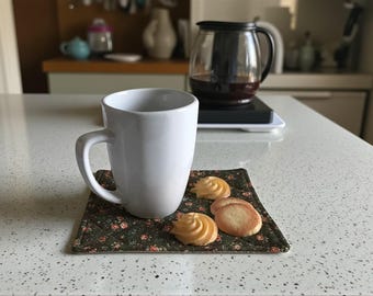 Quilted Mug Rug Table Protection Desk Accessory Coffee Break Snack Holder Drink Mat Kitchen Decor Your Choice Gift Idea Large Size