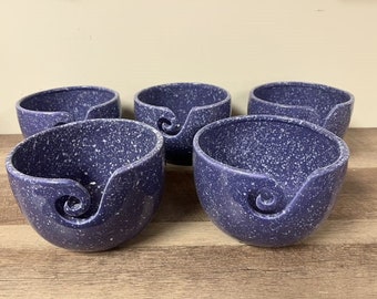 WHOLESALE LOT: 10 Purple Speckled Ceramic Yarn Bowls - Artisan Crafted | Darn Good Yarn | Bulk