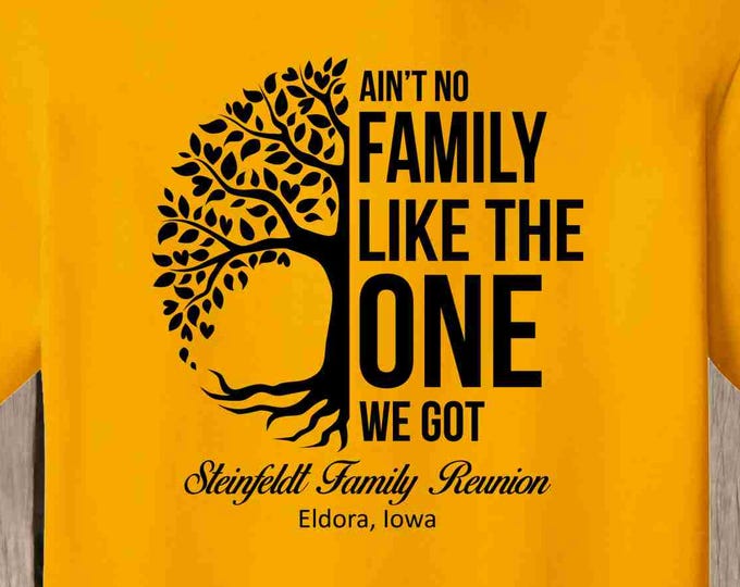 Steinfeldt Family Reunion T Shirt- GOLD shirt/black print - please order at least 4 weeks before needed
