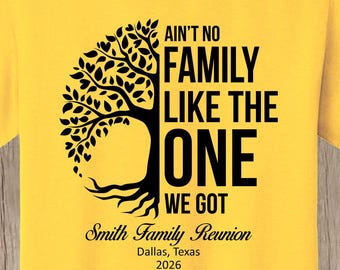 Family Reunion T Shirt - Ain't No Family Like the One We Got plus your family name, year, and location if you wish - bulk discount available