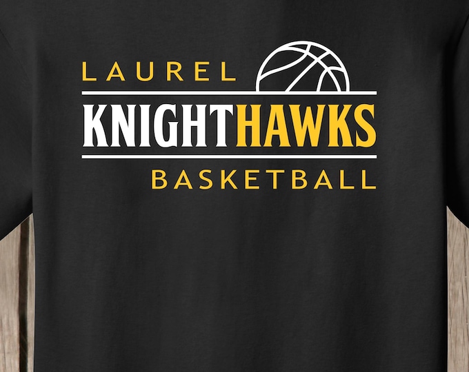 Laurel Knighthawks regular short-sleeved T shirt - Spirit/Fan shirt 2025-26, LOCAL pickup - available in white or black