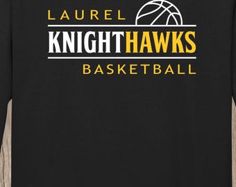 Laurel Knighthawks Bella+CANVAS T shirt - Spirit/Fan shirt 2025-26, LOCAL pickup - available in white or black