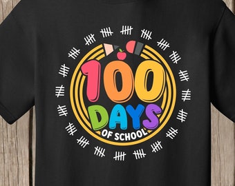 100th Day of School T Shirt.   Pencil and 100 tally marks for 100 days of school.  Several shirt colors available.