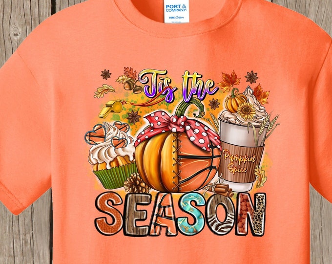 Basketball Fall T Shirt Tis the Season Basketball Pumpkin Thanksgiving Tee
