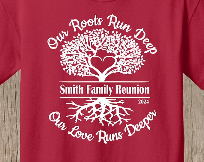 Family Reunion T Shirt - your family name, year, and even location if you wish - several shirt colors and sizes - bulk discount drkwlightRD