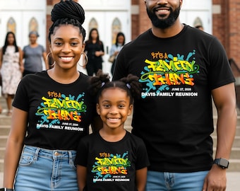 Family Reunion T Shirt – Custom Name, Year, Location Graffiti Style