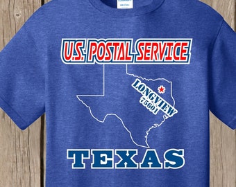 Mail Carrier Postal T shirt with your state, city/county, and zip code - available in several darker colors with white, red, and blue print