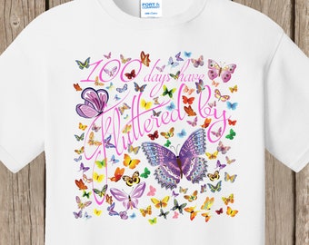 100th Day of School T Shirt white  - 100 butterflies - 100 days have fluttered by - Celebrate 100 days of school!!  Ships very quickly