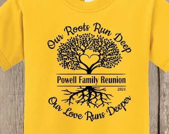 Family Reunion T Shirt - your family name, year, and even location if you wish - several shirt colors and sizes - bulk discount available