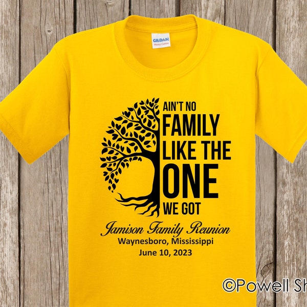 Family Reunion T Shirt - Ain't No Family Like the One We Got plus your family name, year, and location if you wish - bulk discount available