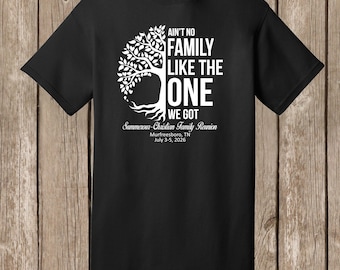 Summerour-Christian Family Reunion T shirts - BLACK shirts - Ain't No Family/Half tree design - order before Monday, June 15