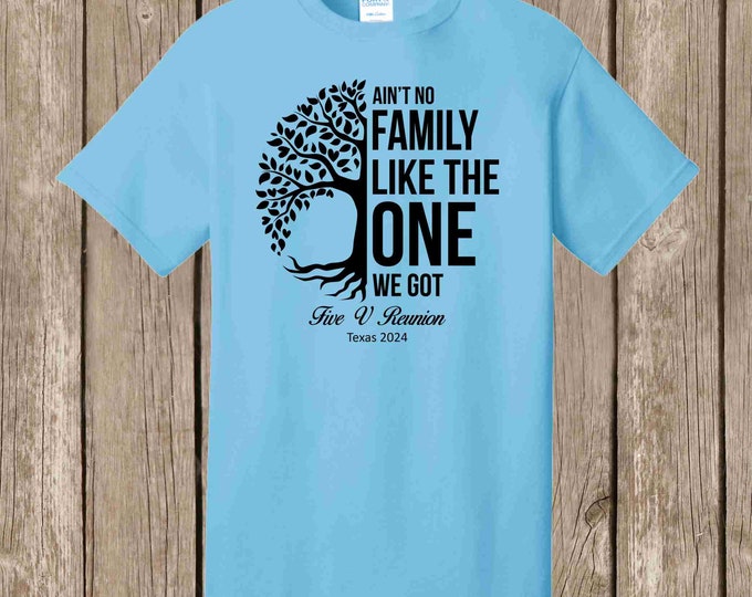 Special listing for Trina - 31 Aquatic Blue Reunion T Shirts - Ain't No Family Like the One We Got - Front print