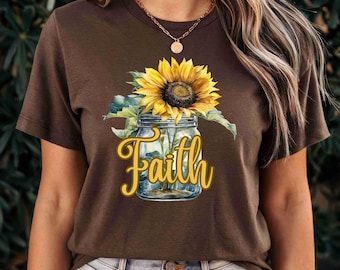 Faith T Shirt - Sunflower T Shirt - Faith Sunflower T Shirt - Several colors available
