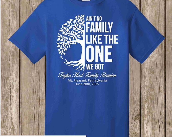 Taylor Hart Reunion T Shirt -  TRUE royal blue shirt with white print - front print - please order at least 4 weeks before needed