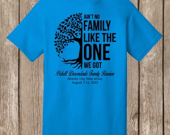 Pickett Descendants Family Reunion T Shirt -  sapphire shirt front print - please order at least 4 weeks before needed