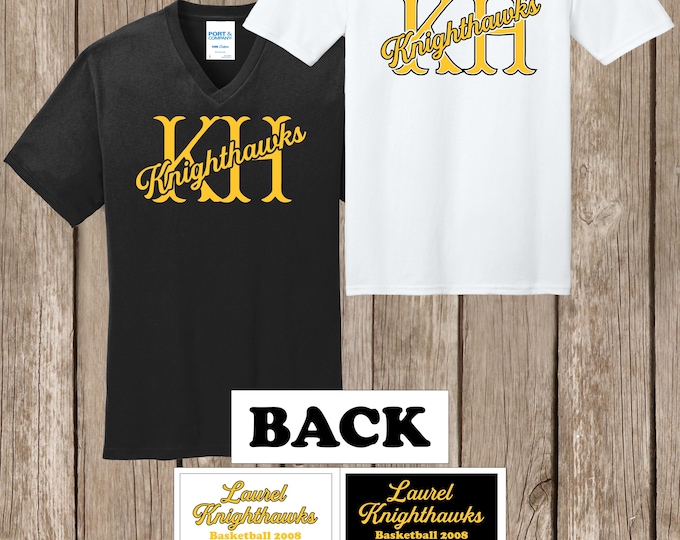 Laurel Knighthawks V NECK T shirts - order by Sept 30 to have for Meet the Knighthawks - will be given out at practice