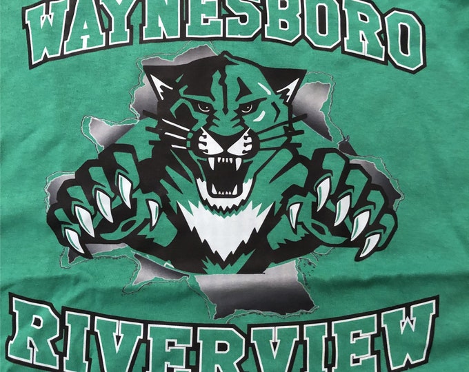 Waynesboro Riverview T shirt kelly green YOUTH large, ADULT small, ADULT large, or adult xl Mississippi High School shirt Clearance1 shirt
