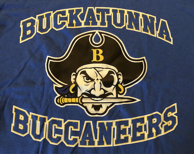 Buckatunna Buccaneers royal blue T shirt size YOUTH LARGE Mississippi High School Spirit shirt Clearance Item