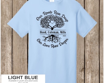 Hood, Coleman, Mills T Shirts- LIGHT BLUE shirt/black print - please order by Aug 10 to receive by Aug 31