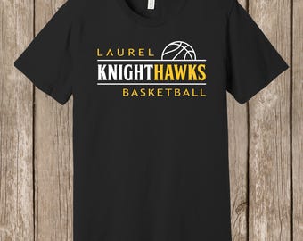 Laurel Knighthawks Bella+CANVAS Brand T shirt - Spirit/Fan shirt 2025-26, LOCAL pickup - available in white or black