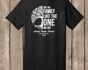 Mosley Family Reunion T Shirts - special listing -  60 BLACK shirts-front print-Ain't No Family half tree design