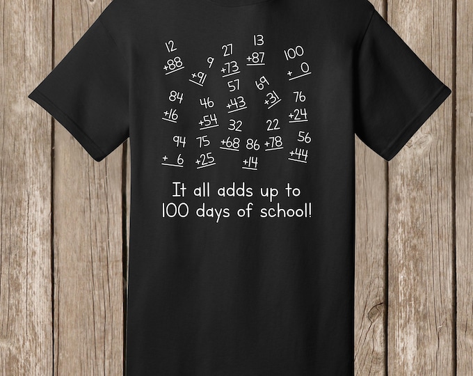100th Day of School T-Shirt: Math Adds Up BLACK shirt ISTK