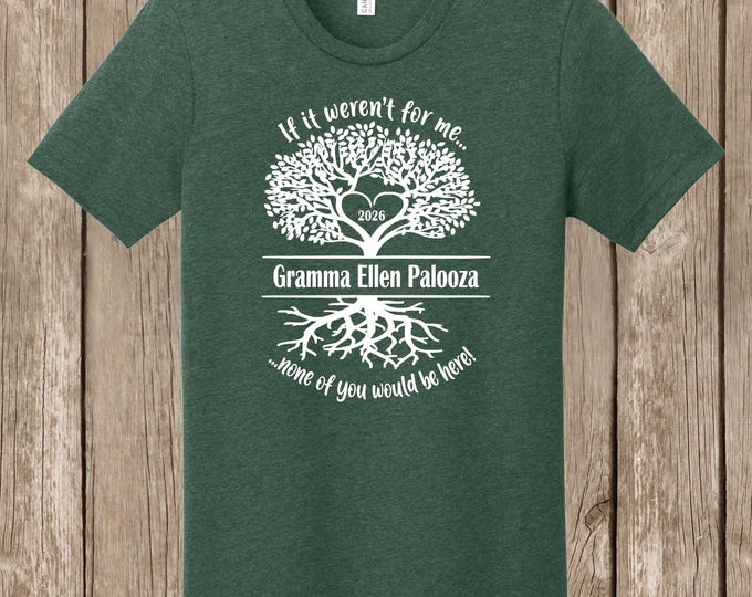 Gramma Ellen Palooza T Shirts - special listing -  30 Bella Canvas BC3001CVC heather forest T shirts - front print
