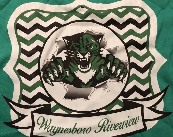 Waynesboro Riverview T shirt kelly green Chevron design adult XL Mississippi High School shirt Clearance1 shirt