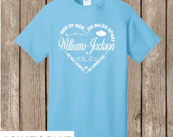 Williams - Jackson T shirts - AQUATIC blue T shirts - white print-front- heart design - please order 4 wks before needed