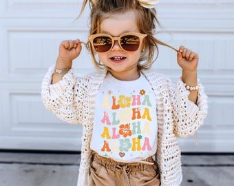 Aloha Aloha Aloha T shirt - Fun Beach Hawaiian T shirt - sizes infant, toddler, youth and adult - several colors Celebrate Hawaii retro tee
