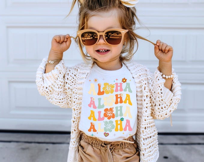 Aloha Aloha Aloha T shirt - Fun Beach Hawaiian T shirt - sizes infant, toddler, youth and adult - several colors Celebrate Hawaii retro tee
