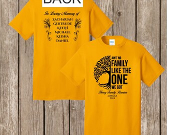 40 sizes adult XL and smaller Gold (black print) T Shirts for HENRY FAMILY Reunion - Jamaica , 2024