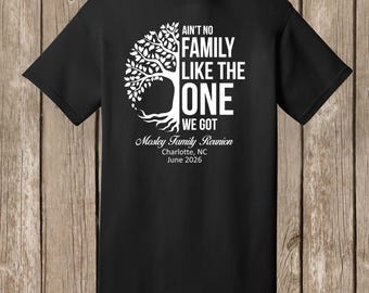 Mosley Family Reunion T Shirts - special listing -  60 BLACK shirts-front print-Ain't No Family half tree design