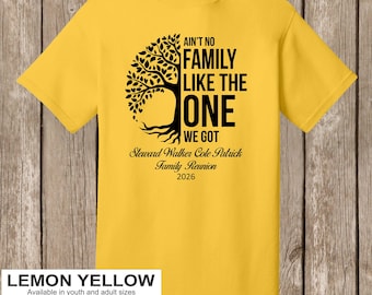 Steward Walker Cole Patrick Family Reunion T Shirts - special listing -  36 LEMON YELLOW shirts-front print-Ain't No Family half tree design