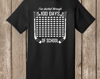 100th Day of School Hockey T-Shirt – Skated Through 100 Days - black shirt