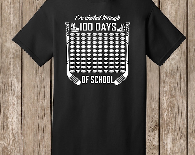 100th Day of School Hockey T-Shirt – Skated Through 100 Days - black shirt