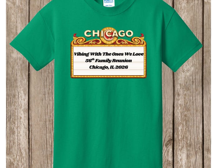 Special listing - Chicago family reunion shirt - KELLY green adult medium - front print