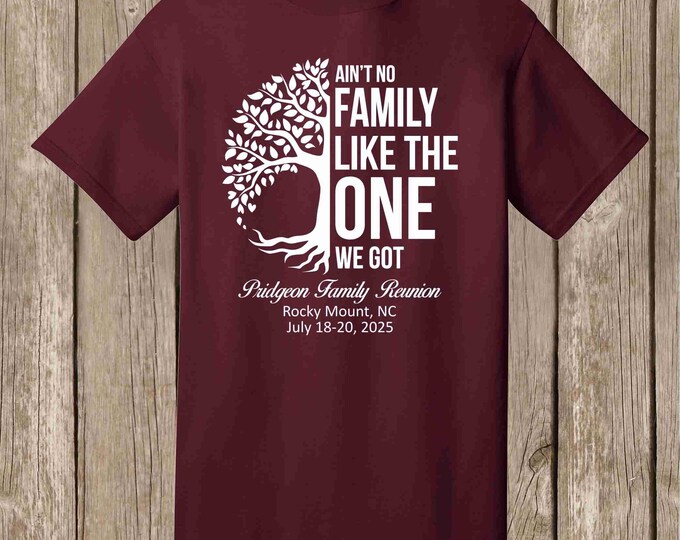 Pridgeon Family Reunion T Shirts - special listing - 4 MAROON shirts - Half Tree Ain't No white print