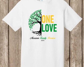 Morrison Family Reunion T Shirts - special listing - 44 WHITE shirts - Half Tree Ain't No green, yellow, and black print