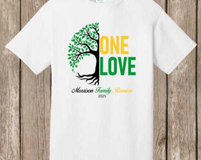 Morrison Family Reunion T Shirts - special listing - 44 WHITE shirts - Half Tree Ain't No green, yellow, and black print