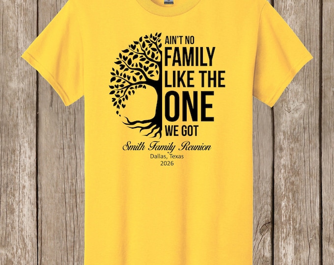 Family Reunion T Shirt - Ain't No Family Like the One We Got plus your family name, year, and location if you wish - bulk discount available