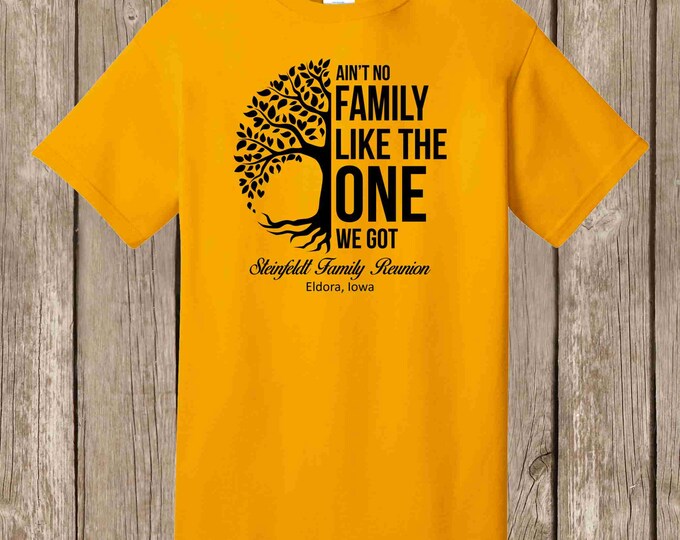 Steinfeldt Family Reunion T Shirt- GOLD shirt/black print - please order at least 4 weeks before needed