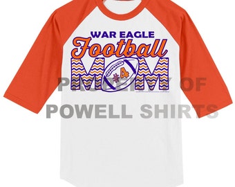 Personalized Football Mom T Shirt Raglan Your Choice of Print, Shirt Color, Team Name