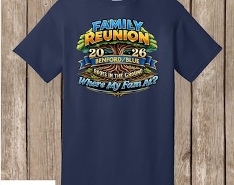Benford/Blue Family Reunion T Shirts - special listing -  26 NAVY shirts - front print