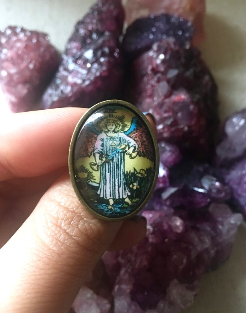 Adjustable Bronze Band with Crown Edge Detail Gifts for New Beginnings Leap of Faith The Fool Tarot Ring Free Spirits Young Graduates