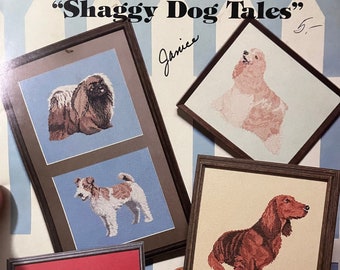 Mary Ellen Presents  "Shaggy Dog Tales" Counted Cross Stitch Charts....Dog Patterns for Stitching...10 charts...Gift to make