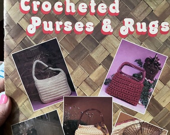 Quick and Easy Crocheted Purses & Rugs pattern book...16 Crochet Projects with Macrame Cord....All Skill Levels....Large Hooks...Crochet