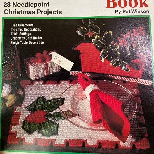 The Christmas Book by Pat Winson…Needlepoint on Plastic Canvas…23 Christmas Projects....Plaid 7459